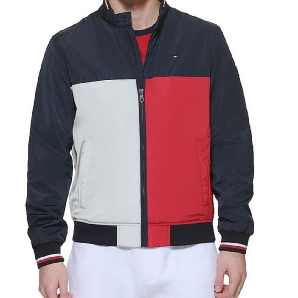 Tommy Hilfiger Color Block Water & Wind Resistant Bomber Jacket Men's Large